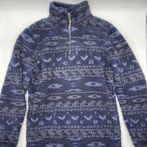 Alpine Sherpa Men's Blue Aztec Print Fuzzy Jacket Size‎ Small #C436